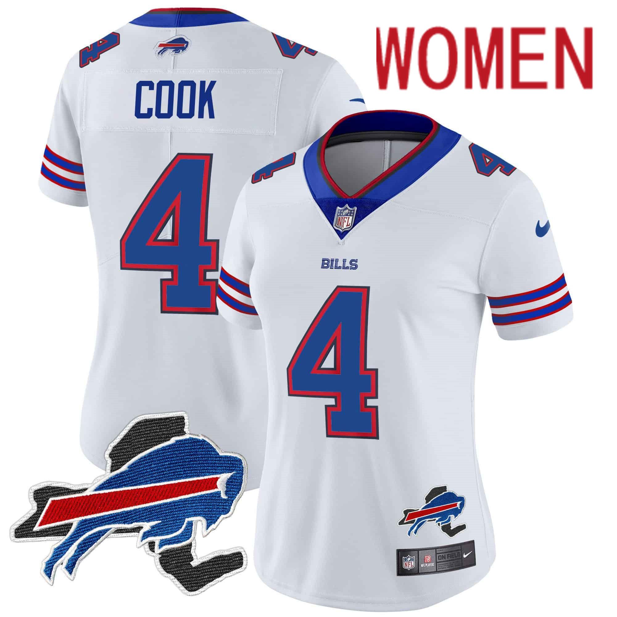 Women Buffalo Bills #4 Cook White 2024 Nike Patch Vapor Limited NFL Jersey